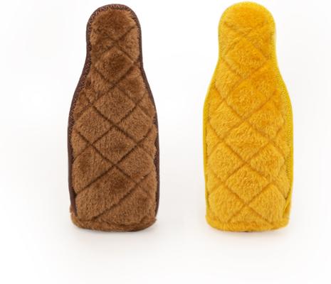 Show full view: ZippyPaws Z-Stitch Happy Hour Crusherz Whiskey & Tequila Dog Plush Toy, Brown/Yellow, 2 count slide 2 of 4