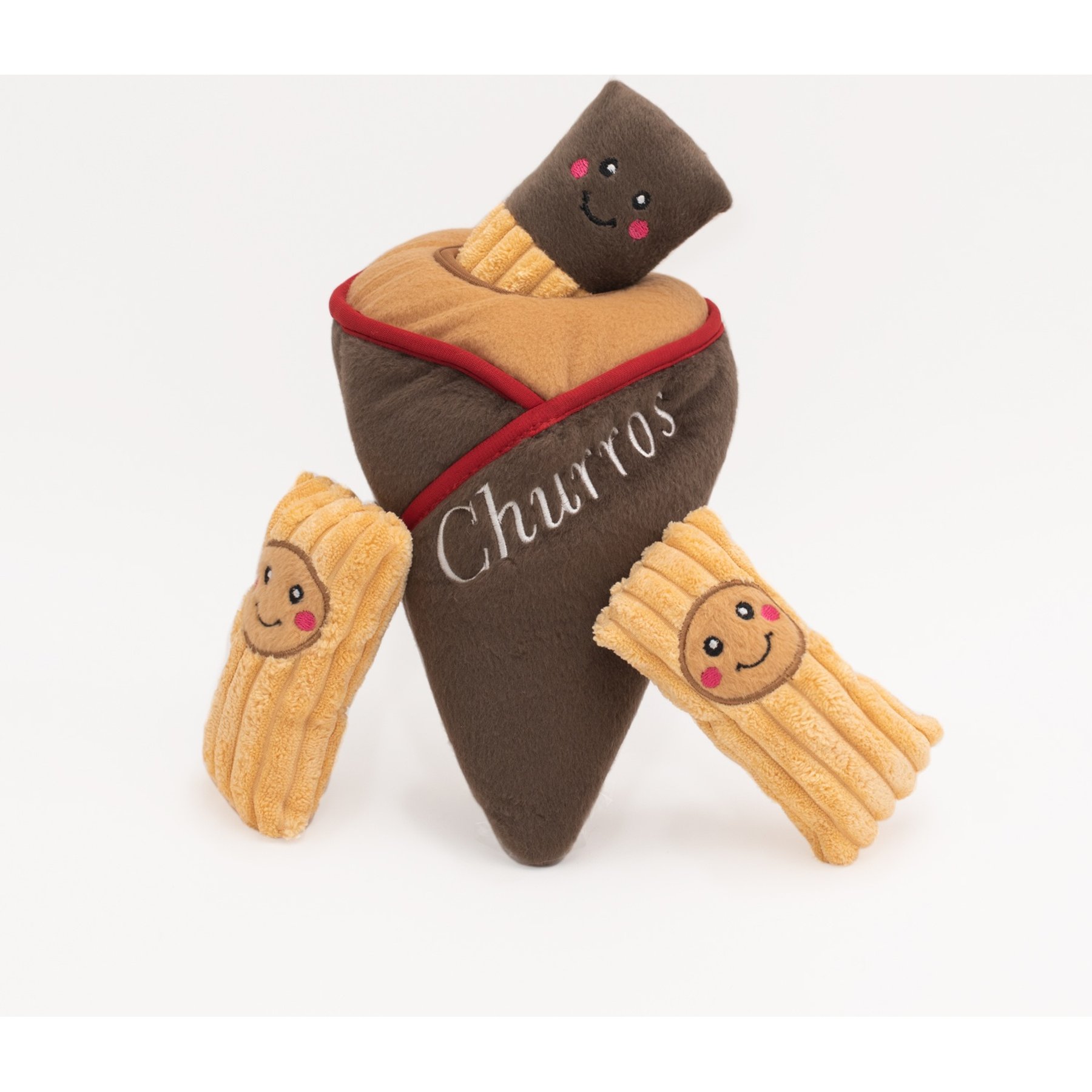 ZippyPaws Zippy Burrow Churro Dog Plush Toy, Brown