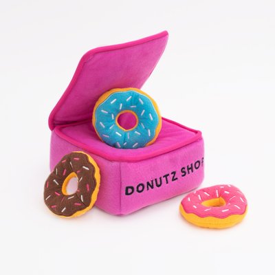 ZippyPaws ZippyPaws Zippy Burrow Donutz Box Dog Plush Toy, Pink