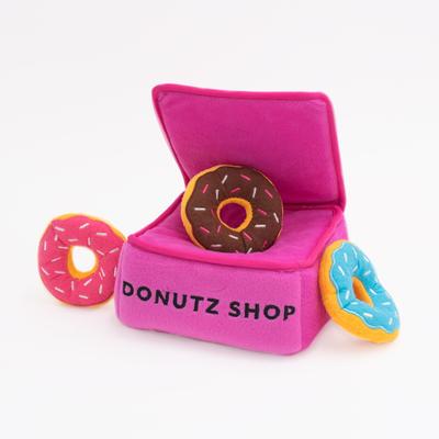 Show full view: ZippyPaws Zippy Burrow Donutz Box Dog Plush Toy, Pink slide 3 of 6