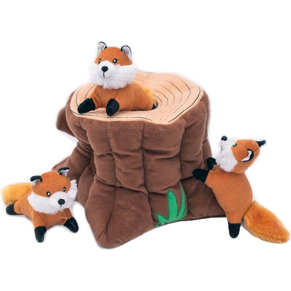 Outward Hound Squeakin' Fox Hide A Puzzle Plush Dog Toy, 3 count