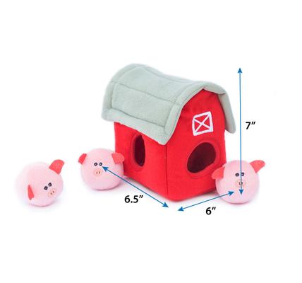 Show full view: ZippyPaws Zippy Burrow Pig Barn Dog Toy slide 2 of 4