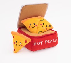 ZippyPaws Zippy Burrow Pizza Box Dog Plush Toy, Red