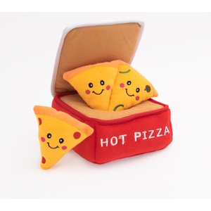 ZippyPaws Zippy Burrow Pizza Box Dog Plush Toy, Red