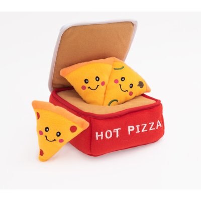 ZippyPaws ZippyPaws Zippy Burrow Pizza Box Dog Plush Toy, Red