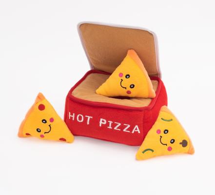 Show full view: ZippyPaws Zippy Burrow Pizza Box Dog Plush Toy, Red slide 2 of 5