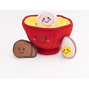 ZippyPaws Zippy Burrow Ramen Bowl Dog Plush Toy, Red