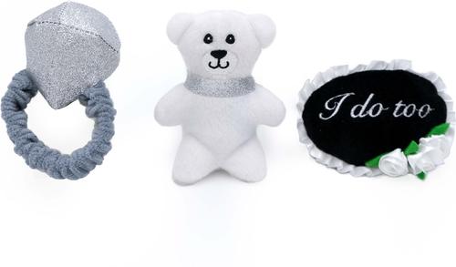 Show full view: ZippyPaws Zippy Burrow Wedding Ring Box Dog Plush Toy, White/Black slide 4 of 4