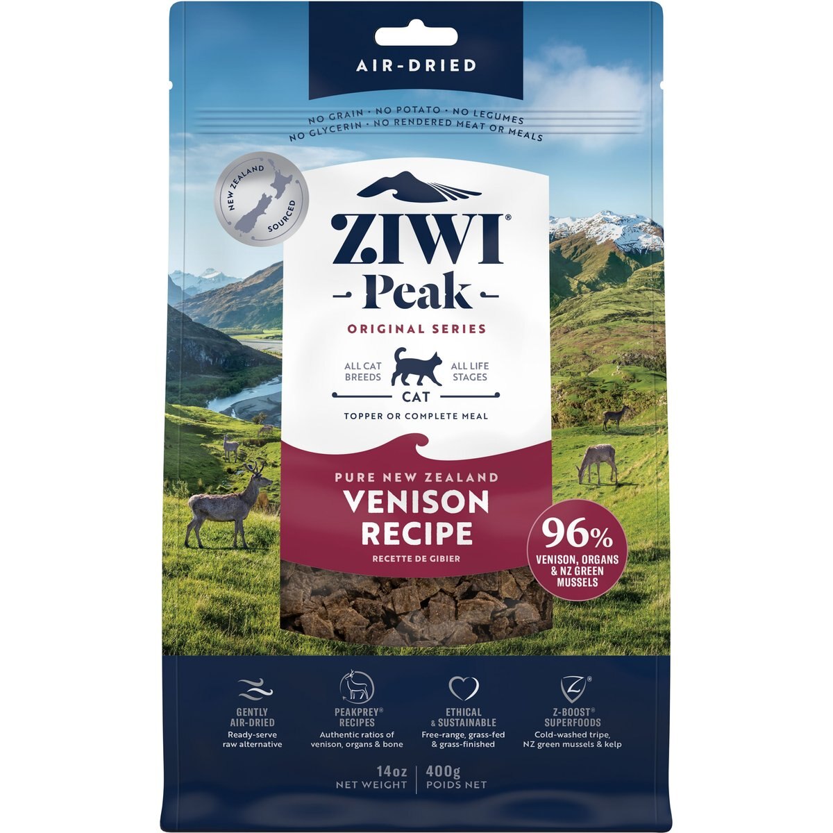 ZiwiPeak Daily-Cat Venison Cuisine Air-Dried Cat Food, 14-oz bag