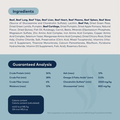 Show full view: ZIWI Peak Beef Grain-Free Air-Dried Dog Food, 35.2-oz bag + Beef with Pumpkin Recipe Steam & Dried Dog Food, 28.8-oz bag slide 9 of 9