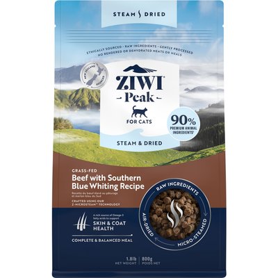 ZIWI ZIWI Peak Beef with Southern Blue Whiting Recipe Steam & Dried Cat Food, 28.8-oz bag