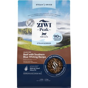 ZIWI Peak Beef with Southern Blue Whiting Recipe Steam & Dried Cat Food, 78.4-oz bag