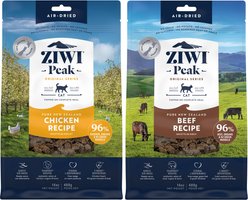ZIWI Peak Chicken Recipe Air-Dried Cat Food, 14-oz bag + Beef Recipe Air-Dried Cat Food, 14-oz bag
