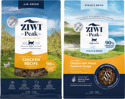 ZIWI Peak Chicken Recipe Air-Dried Cat Food, 35.2-oz bag + Chicken with Whole Mackerel Recipe Steam & Dried Cat Food, 28.8-oz bag