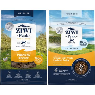 ZIWI ZIWI Peak Chicken Recipe Air-Dried Cat Food, 35.2-oz bag + Chicken with Whole Mackerel Recipe Steam & Dried Cat Food, 28.8-oz bag