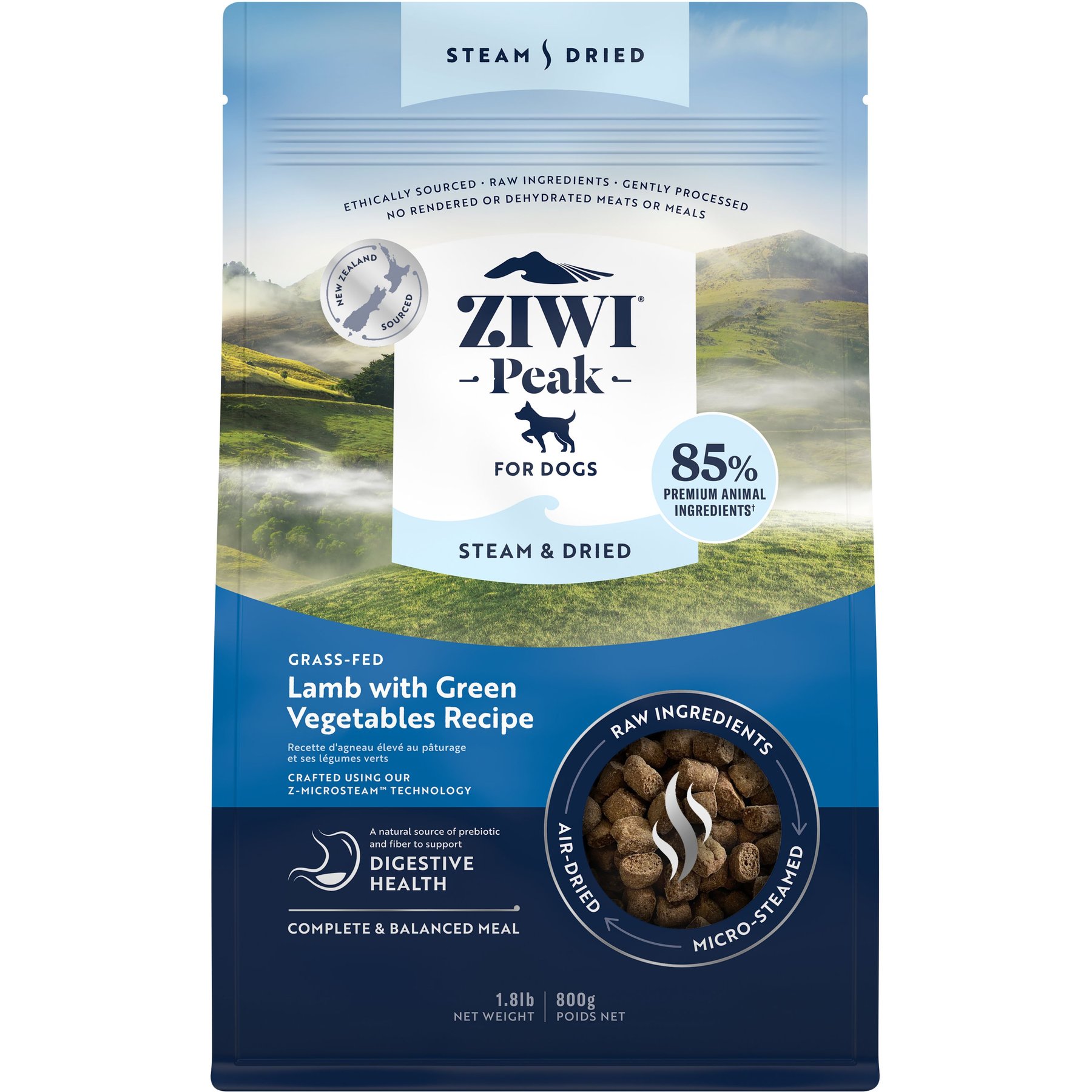 ZIWI Peak Lamb with Green Vegetables Recipe Steam & Dried