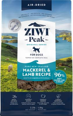 Show full view: ZIWI Peak Mackerel & Lamb Grain-Free Air-Dried Dog Food, 35.2-oz bag + Lamb with Green Vegetables Recipe Steam & Dried Dog Food, 28.8-oz bag slide 2 of 9