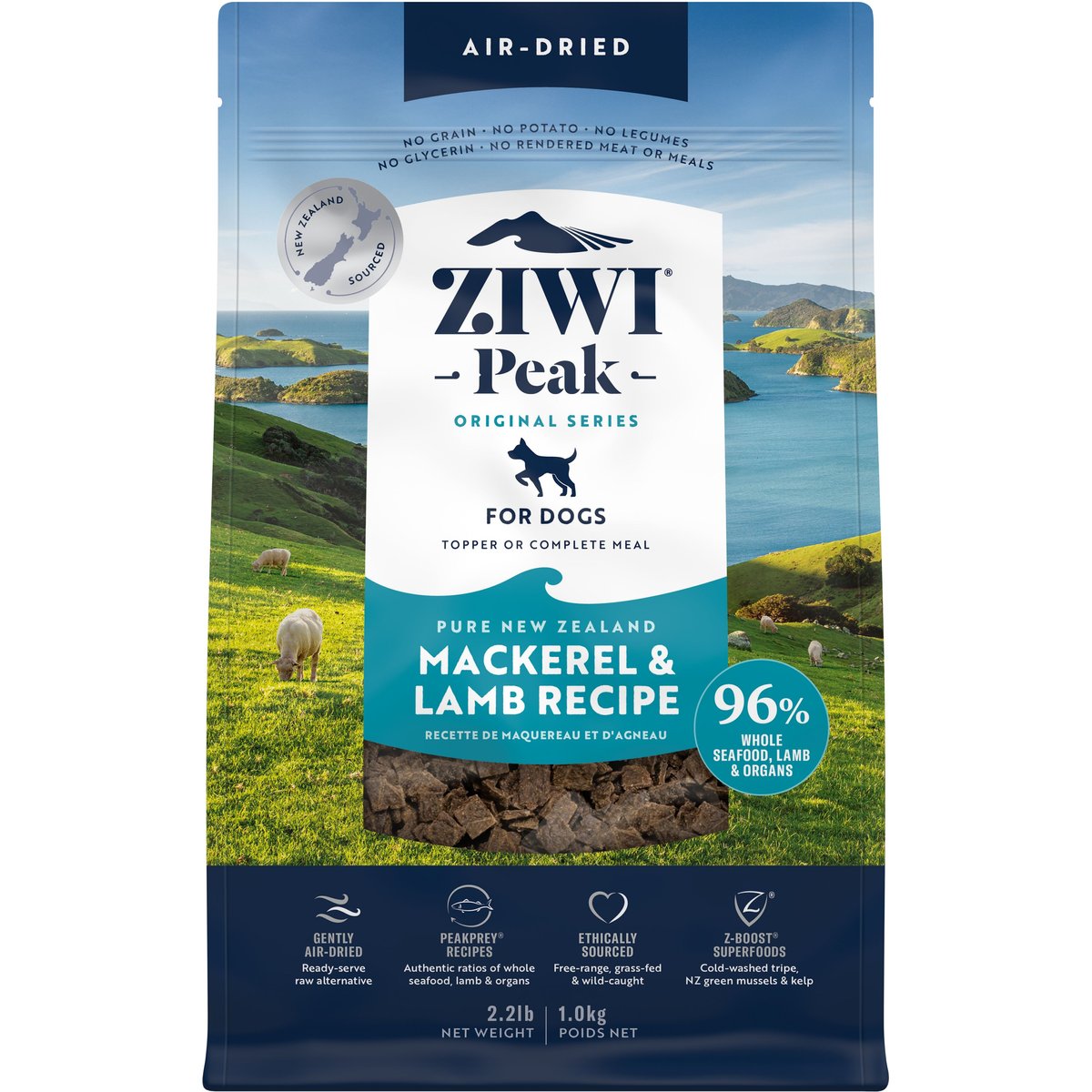 ZIWI Peak Mackerel & Lamb Grain-Free Air-Dried Dog Food, 35.2-oz bag