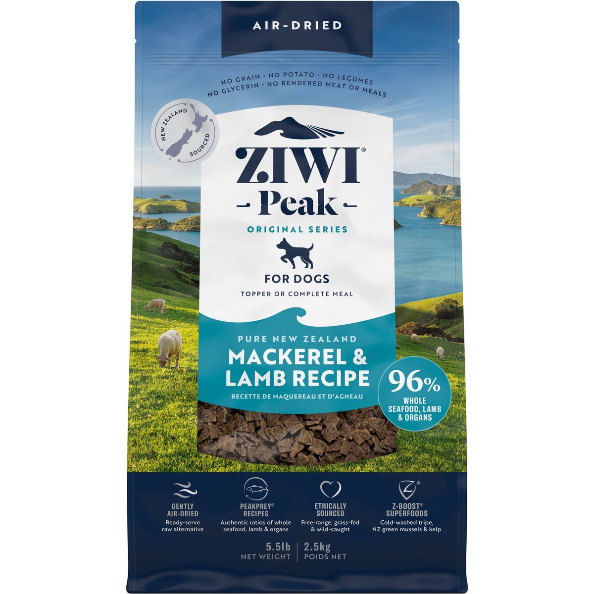 ZIWI Peak Mackerel & Lamb Grain-Free Air-Dried Dog Food, 88-oz bag