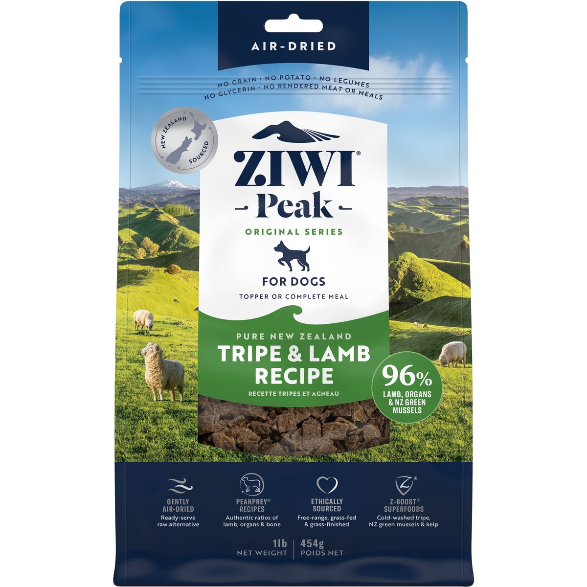 ZIWI Peak Tripe & Lamb Grain-Free Air-Dried Dog Food, 16-oz bag