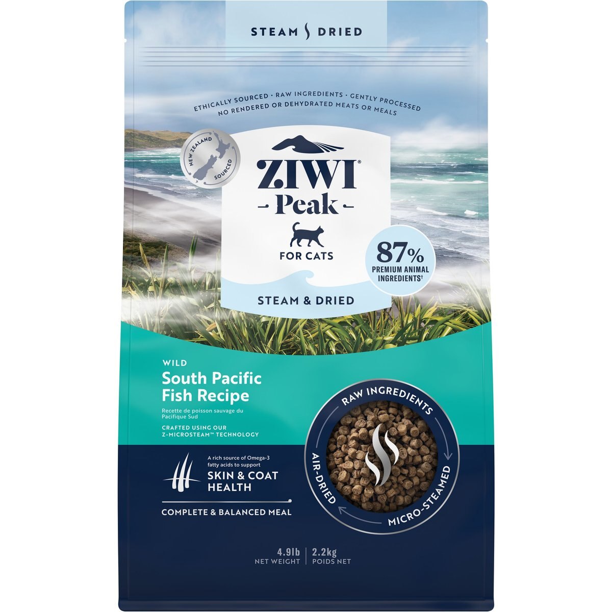ZIWI Peak Wild South Pacific Fish Recipe Steam & Dried Cat Food, 78.4-oz bag