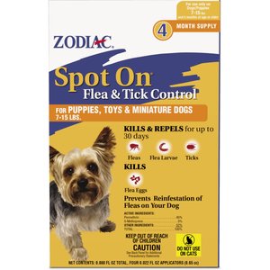 Zodiac Flea & Tick Spot Treatment for Dogs, 7-15 lbs, 4 Doses (4-mos. supply)