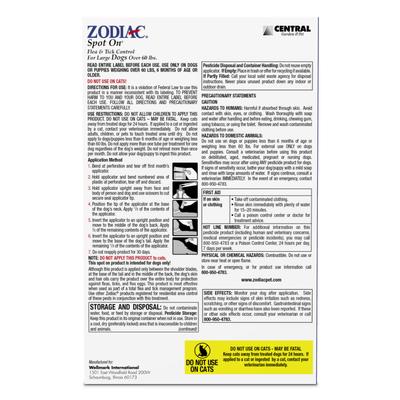 Show full view: Zodiac Flea & Tick Spot Treatment for Dogs, over 60 lbs, 4 Doses (4-mos. supply) slide 2 of 7