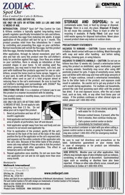Show full view: Zodiac Spot On Plus Flea & Tick Spot Treatment for Cats & Kittens, over 5-lbs, 4 Doses (4-Months Protection) slide 2 of 4