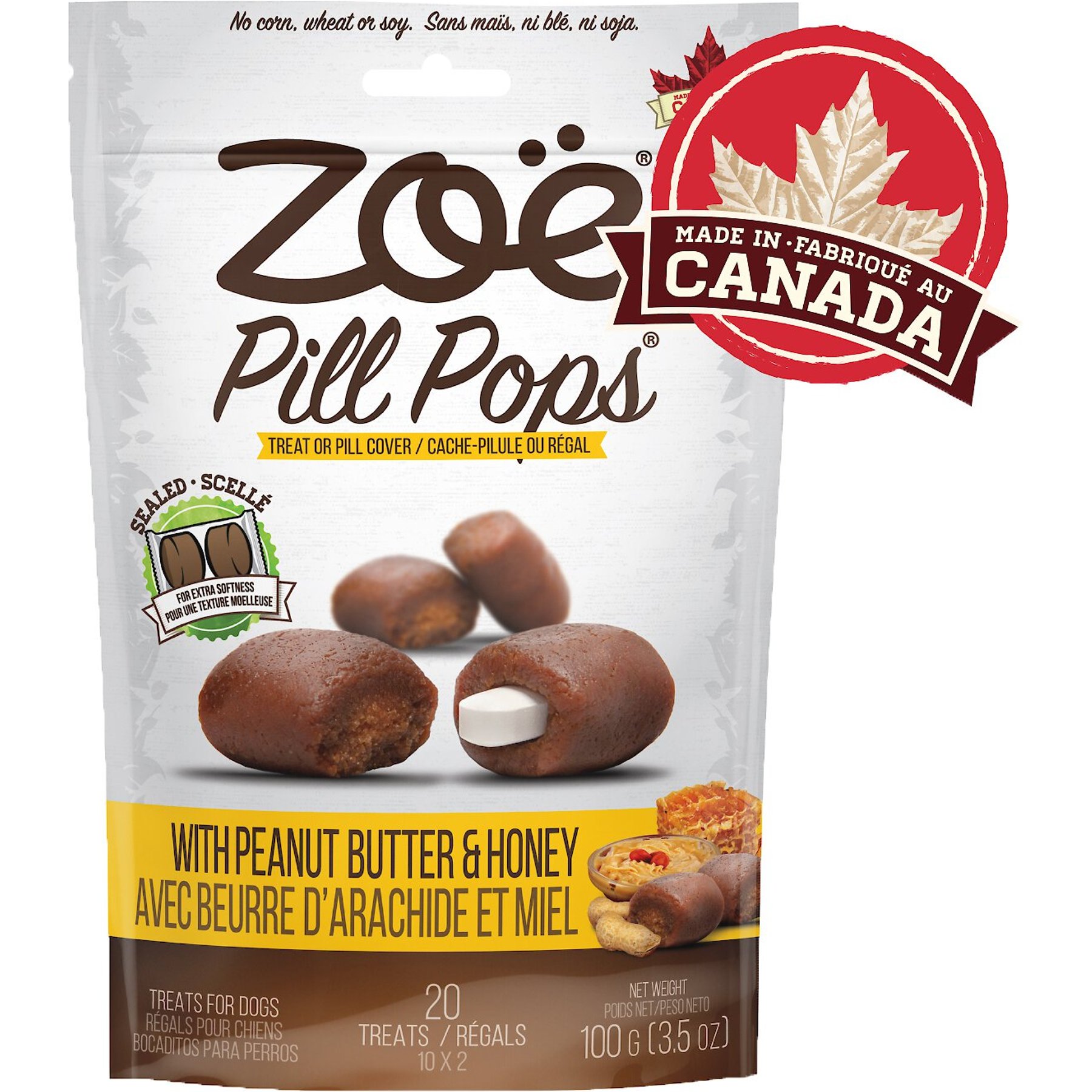 Zoe Pill Pops Peanut Butter with Honey Dog Treats, 7-oz bundle