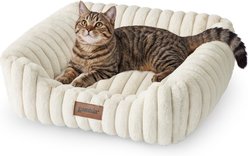 ZOMISIA Washable Indoor Rectangle Orthopedic Beds for Small Dogs & Cats with Fluffy Removable Cover, Small: 20 x 19 x 7-in, Cream