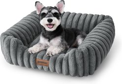 ZOMISIA Washable Indoor Rectangle Orthopedic Beds for Small Dogs & Cats with Fluffy Removable Cover, Small: 20 x 19 x 7-in, Grey slide 1 of 8