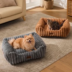 ZOMISIA Washable Indoor Rectangle Orthopedic Beds for Small Dogs & Cats with Fluffy Removable Cover, Small: 20 x 19 x 7-in, Grey slide 2 of 8