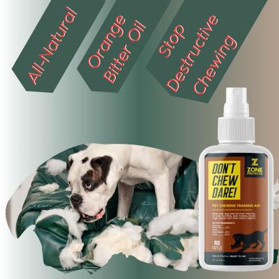 Show full view: Zone Protects Bad Dog Don't Chew Dare Deterrent Mist Spray, 4-fl oz bottle, 3 count slide 5 of 6