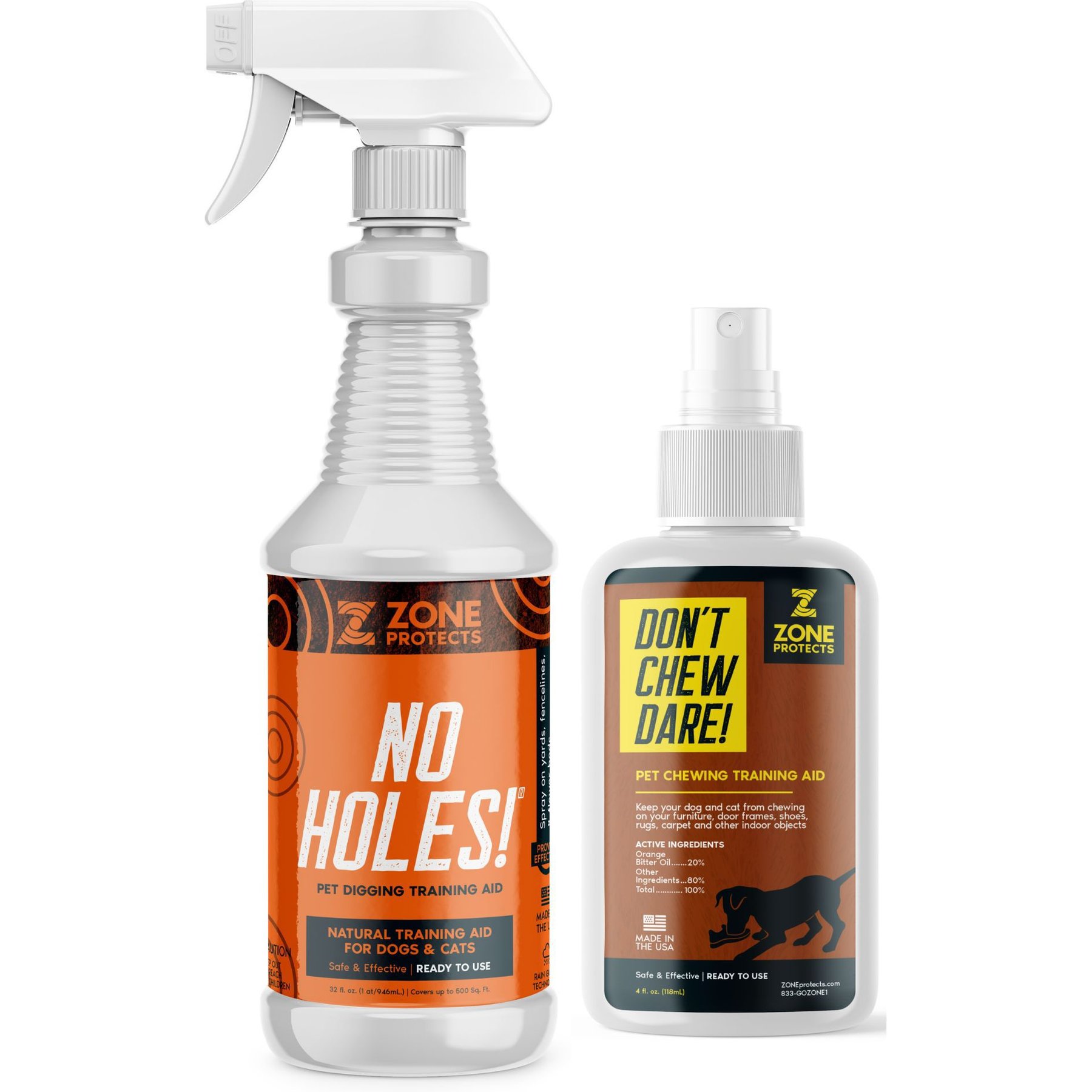 Zone Protects No Holes Deterrent Spray 32-fl oz bottle, 1 count & Zone Protects Don't Chewy Dare Deterrent Mist Spray, 4-fl oz bottle, 2 count
