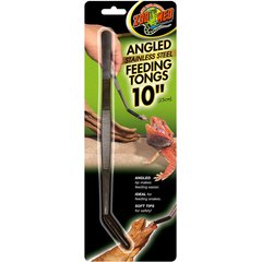Zoo Med Angled Stainless Steel Reptile Feeding Tongs, 10-in