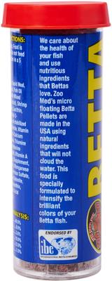 Show full view: Zoo Med Betta Micro Floating Pellets Fish Food, 0.65-oz slide 3 of 5