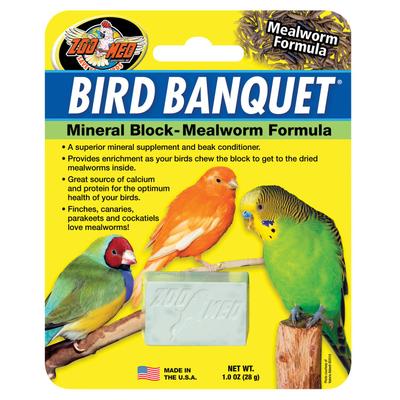 Show full view: Zoo Med Bird Banquet Mealworm Formula Mineral Block, 1-oz pouch slide 1 of 1