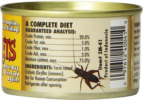 Show full view: Zoo Med Can O' Crickets Reptile & Bird Food, 1.2-oz can slide 3 of 8