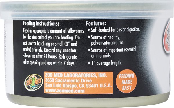 Show full view: Zoo Med Can O' Silkworms Reptile Food, 1.2-oz can slide 3 of 4