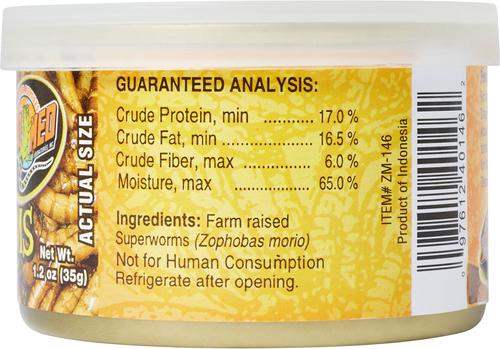 Show full view: Zoo Med Can O' Superworms Extra Large Mealworms Reptile Food, 1.2-oz can slide 2 of 6