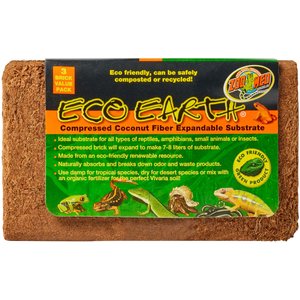 Zoo Med Eco Earth Compressed Coconut Fiber Expandable Reptile Substrate, 3 count