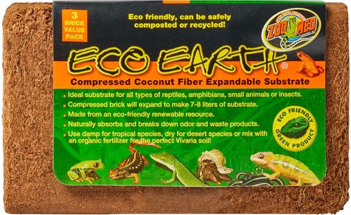 Show full view: Zoo Med Eco Earth Compressed Coconut Fiber Expandable Reptile Substrate, 3 count slide 4 of 10