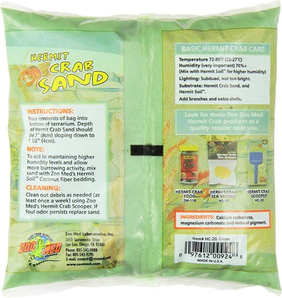 Show full view: Zoo Med Hermit Crab Sand, Green, 2-lb bag slide 2 of 3