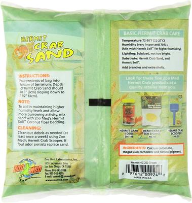 Show full view: Zoo Med Hermit Crab Sand, Green, 2-lb bag slide 2 of 3
