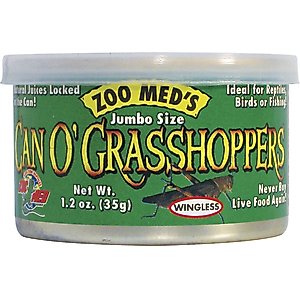 Zoo Med Jumbo Can O' Grasshoppers Reptile & Bird Food, 1.2-oz can