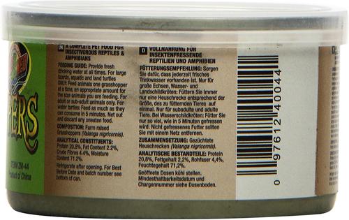 Show full view: Zoo Med Jumbo Can O' Grasshoppers Reptile & Bird Food, 1.2-oz can slide 2 of 2