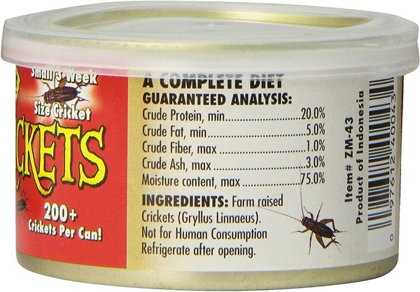 Show full view: Zoo Med Mini Can O' Crickets Reptile & Bird Food, 1.2-oz can slide 3 of 7