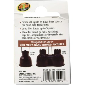 Zoo Med Nano Ceramic Heat Emitter Reptile Heater, Silver, 40W