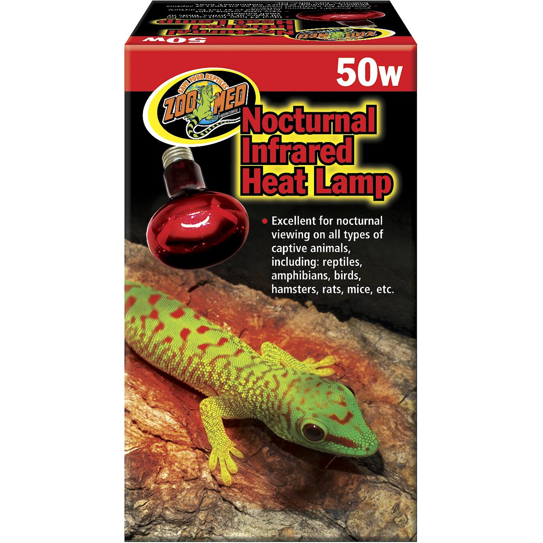 ZOO MED Nocturnal Infrared Reptile Heat Lamp, 50-watt