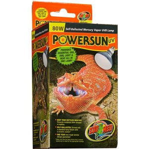 Zoo Med PowerSun UV Self-Ballasted Mercury Vapor UVB Reptile Terrarium Lamp, 80-watt